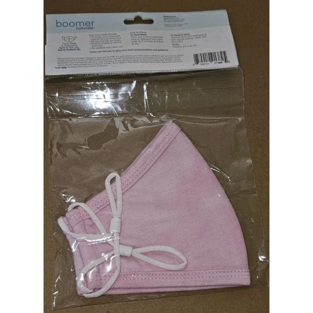 Boomer Naturals Reusable Pink Face Mask. Size SMALL New #603